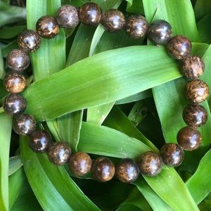 Bronzite Stretch Bracelet Unisex Approximately 8mm Beads